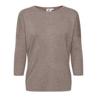 Saint Tropez R-Neck Pullover Atmos Melange Sweater - - Knitwear - Donna - Marrone - M