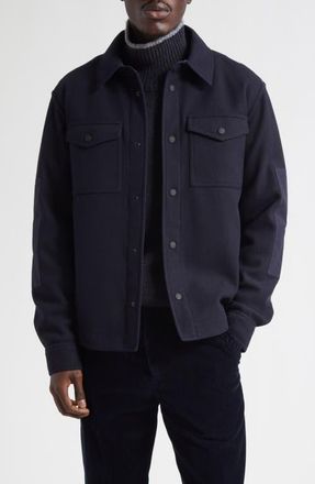 Moncler Logo Patch Shirt Jacket in Navy Blue at Nordstrom, Size Xx-Large