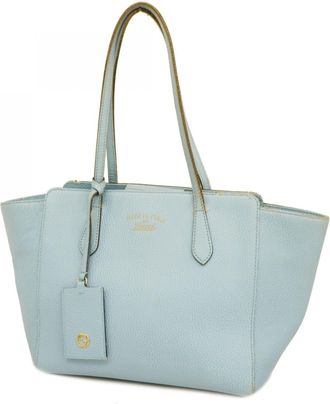 Gucci Sky Blue Leather Tote Bag (Pre-Owned)