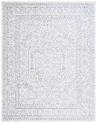 Safavieh Alfombra medall&oacute;n de polipropileno blanco/plata, 235 x 305 cm
