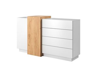 AKL FURNITURE C&oacute;moda efecto madera Blanco y Crema