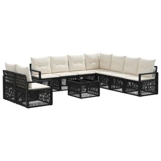 vidaXL Conjunto De Sof&aacute;s De Jard&iacute;n 10 Pcs Negro Rat&aacute;n Sint&eacute;tico Vidaxl