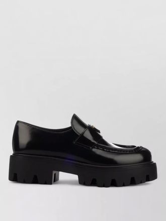 Prada round toe glossy chunky sole oxfords
