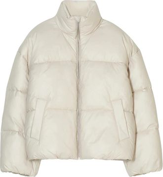 Closed Cropped Puffer Jacket - Dames - Winterjassen - Beige - S - Leer - Jassen