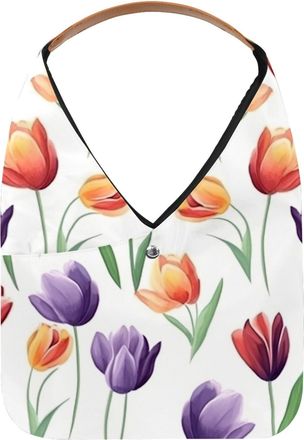 Generic Pretty Tulip Reusable Lightweight Grocery Bags - Foldable Into Compact Pouch, Washable & Sturdy, Multipurpose for Shopping and Travel