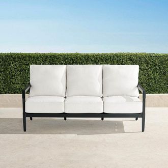 Frontgate Winhill Sofa with Cushions in Jet Black Aluminum - Standard, Restored Chalk - Frontgate