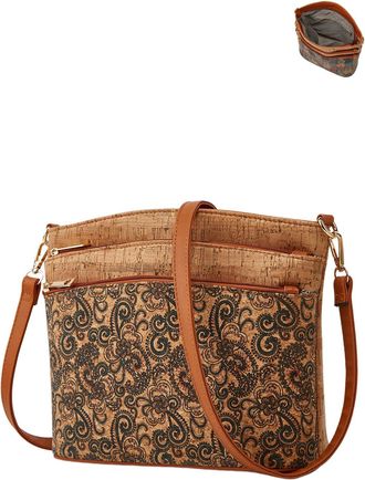 Generic Cork Crossbody Bag for Women Bohemian Style Vintage Shoulder Handbag Hobo Satchel Purse, A-4