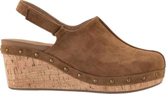 Corkys Footwear Womens Make Em Blush Wedge Sandal In Brown Faux Suede