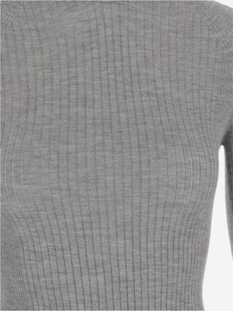 SA SU PHI Womens Cashmere And Silk Rib Knit Sweater Grey