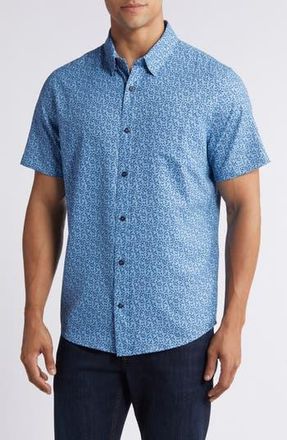 Travis Mathew Country Mile Short Sleeve Button-Up Shirt in Quiet Harbor at Nordstrom Rack, Size Small