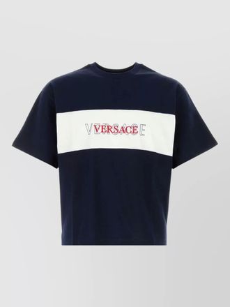 Versace cotton crew neck t shirt color block