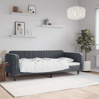 vidaXL Sof&aacute; Cama Terciopelo Gris Oscuro 90x190 Cm Vidaxl