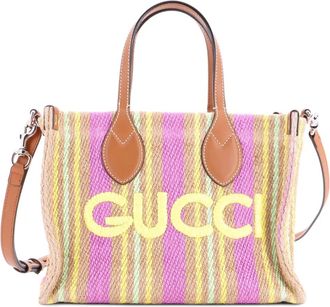 Gucci Logo Shopper Tote Jute Small satchel - Multicolore