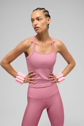 Alo | Seamless Ribbed Favorite Full Length Bra Tank Top in Pink Wild Rose, Size: Medium