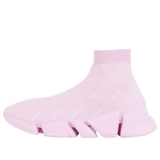 Balenciaga (WMNS) Balenciaga Speed 2.0 Sneakers Recycled Knit with Logo All Over Pink 617196W2DBO5601