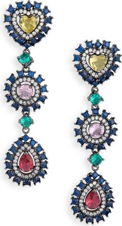 Eye Candy Los Angeles Dee Multicolor Cubic Zirconia Statement Drop Earrings in Gold at Nordstrom Rack