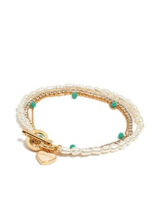 Bimba & Lola double-layer heart-charm bracelet - women - glass/Zinc Alloy/Resin/Brass/Enamel - One Size - Gold