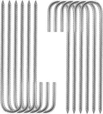 OEM Postes De Acero Galvanizado - 30 Cm - Gancho En J - Paquete De 10 - Plateado - Resistente A La Corrosi&oacute;n - Robusto Y Duradero