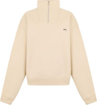 Jacquemus Beige Mock Collar Logo Sweatshirt