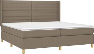 vidaXL Vidaxl - Cama Box Spring Colch&oacute;n Y Luces Led Tela Gris Taupe 200x200 Cm