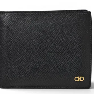Ferragamo Black Leather Wallet (Bi-Fold) (Pre-Owned)