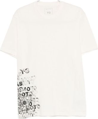 Yohji Yamamoto White T-Shirt In Cotton With Black Print
