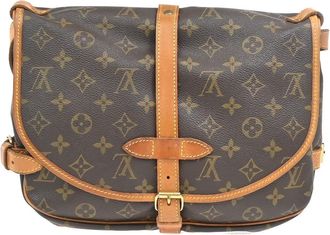 Louis Vuitton Saumur Monogram Canvas Brown Leather Handbag (Pre-Owned)