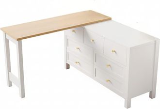 Urban Meuble Escritorio retr&aacute;ctil de 360&deg; con efecto roble y mueble blanco