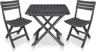 vidaXL Mesa Y Sillas Plegables De Jard&iacute;n 3 Piezas Pl&aacute;stico Antracita Vidaxl