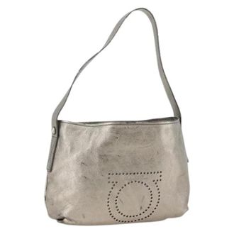 Ferragamo Pre-owned Schoudertas - Dames - Pre-owned - Grijs - Maat: ONE Size Leer