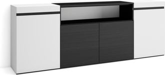 Skraut Home Aparadores Para Sal&oacute;n, Gran Capacidad De Almacenaje, 200x75x35cm, 4 Puertas, Armario, Zapatero, Estilo Moderno, Blanco Y Negro - Skraut Home