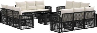 vidaXL Conjunto De Sof&aacute;s De Jard&iacute;n 13 Uds. Negro Y Blanco Crema Vidaxl