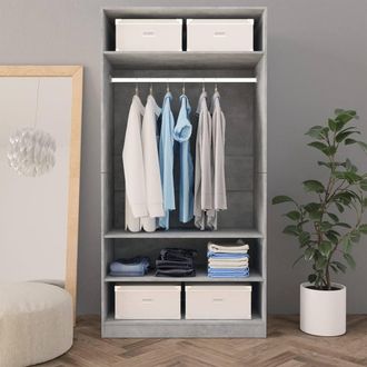 Berkfield Home Wardrobe Concrete Grey 100x50x200 cm Engineered Wood | Size: 100 x 50 x 200 cm