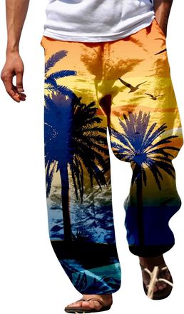 Generic Mens 3D Printed Tracksuit Bottoms Elasticated Waist Hippie Bloomers Cargo Trousers Lounge Pants Beach Walking Running Jogging Sweatpants Breathable Ca