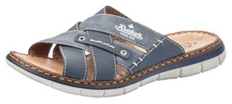 Rieker Pantolette RIEKER, Herren, Gr. 40, blau (jeansblau), Lederimitat, Schuhe Pantolette, Sommerschuh, Schlappen, Poolslides, mit Leder-Innensohle