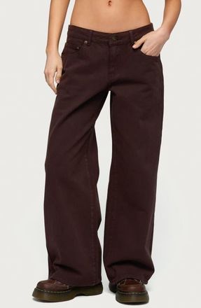 Edikted Roman Low Rise Baggy Jeans in Brown at Nordstrom, Size X-Small