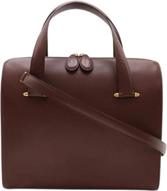Cartier Pre-owned Must Line Leather 2way Bag - Dames - Vintage Handtas - Rood - ONE Size - Leer - Vintage