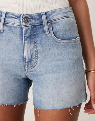 Calvin Klein Jeans Pantaloncini di jeans a vita medio alta lavaggio chiaro-Blu