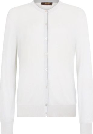 Moorer Maylea Zip Cardigan - Dames - Vesten - Wit - 3XL - Katoen - Truien & Vesten