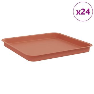 vidaXL Bandeja Cuadrada Para Flores 24 Pcs Rojo Ladrillo Vidaxl