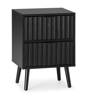 HOMN Mesita de noche 2 cajones color negro