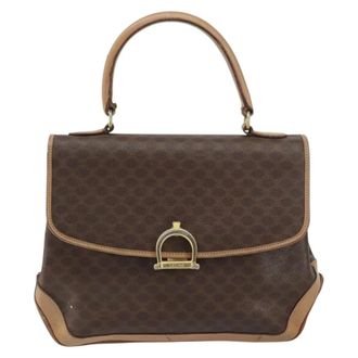 Celine Vintage Macadam Handbag Canvas Brown Pvc Handbag (Pre-Owned)