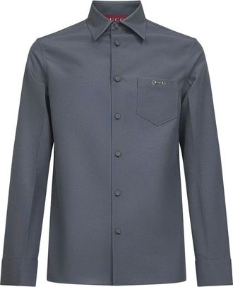 Gucci Overhemden, Heren, Grijs, M, Polyester, Gucci Shirts