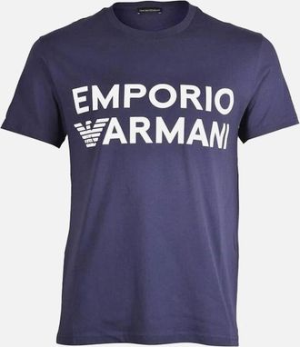 Emporio Armani Mens Bold Logo Crew Neck T-Shirt, Navy - Size: 36