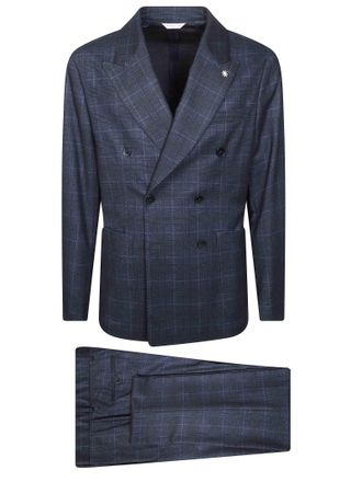 Manuel Ritz Abito DP Jersey Checkered Suit