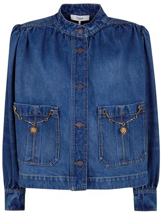 Chlo&eacute; Squared Fit Front Pockets Denim Jacket