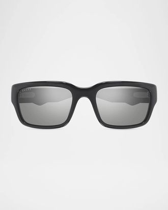 Gucci Lettering Clubbing In The City 58MM Rectangular Sunglasses