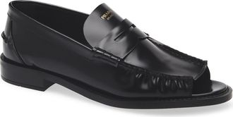 Prada Peep Toe Loafer in Nero at Nordstrom, Size 8.5Us