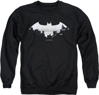 Gildan Batman Bat Logo Cityscape Adult Crewneck Sweatshirt