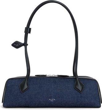 Alaia Medium Le Teckel Denim East/West Shoulder Bag in Bleu Denim at Nordstrom